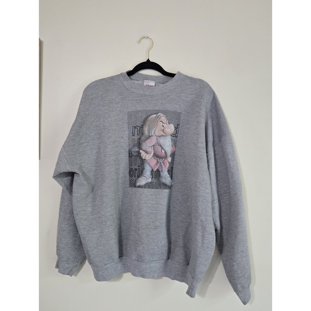 Vintage Disney Store Snow White Grumpy Pullover Sweatshirt Mens Size XL Gray